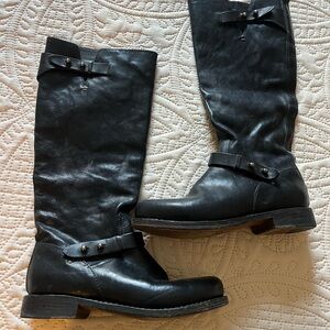 Black Leather Knee-High Boots